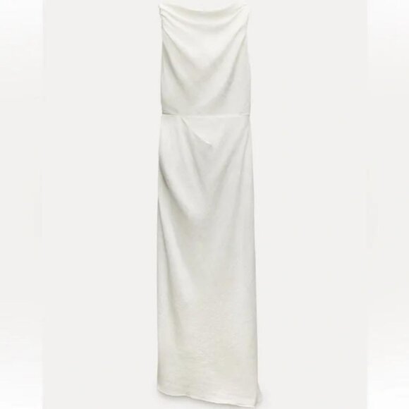 ZARA DRAPED LINEN BLEND DRESS ZW COLLECTION - Picture 4 of 5